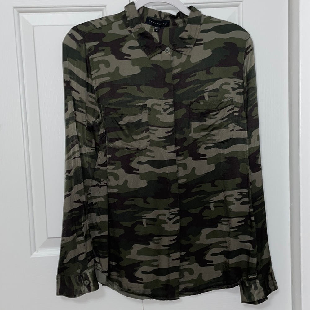 Sanctuary Camo Button Down Blouse